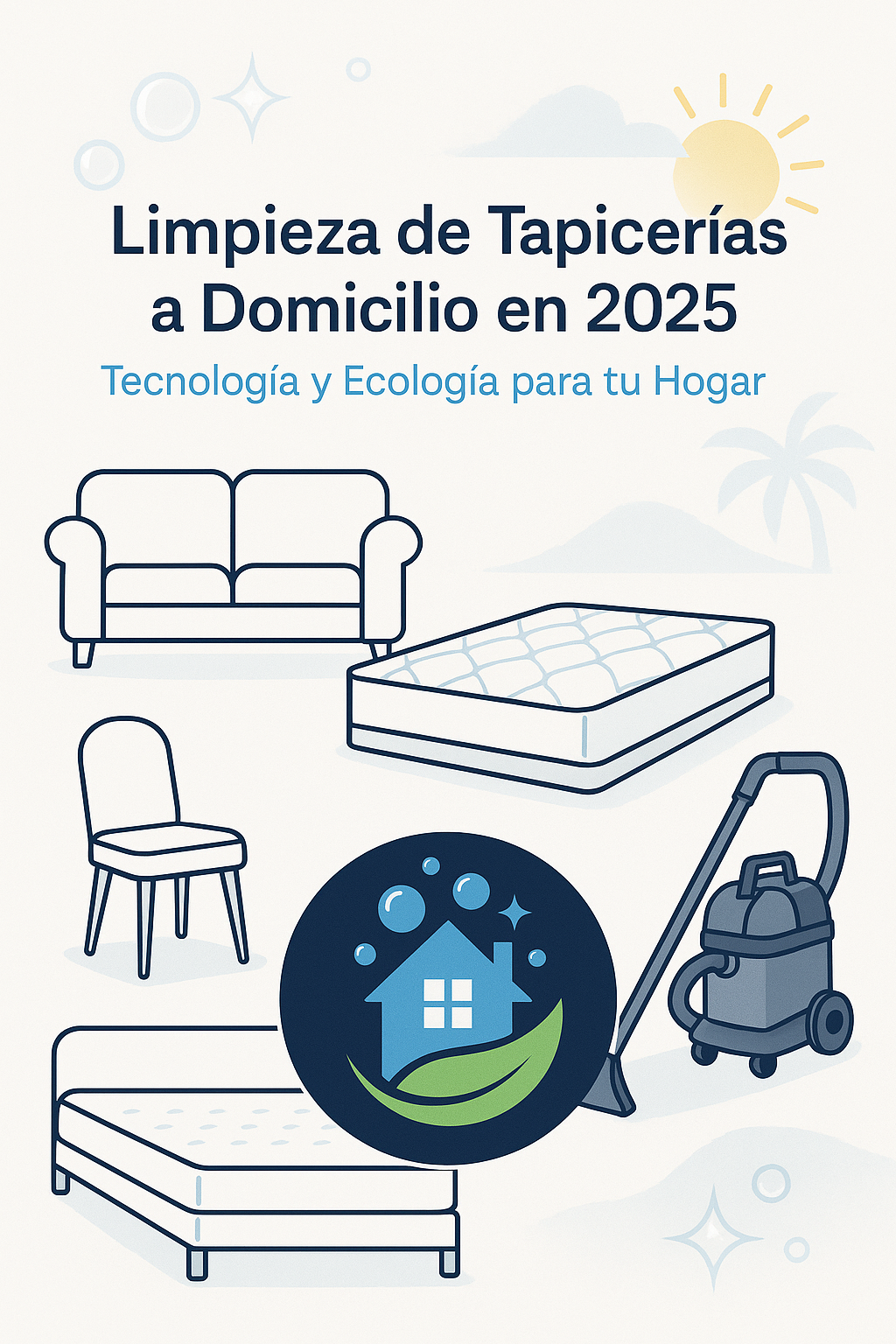 Servicio de limpieza de tapicerías a domicilio con sofá, máquina Karcher y logotipo de lavatapiceriasadomicilio.com.