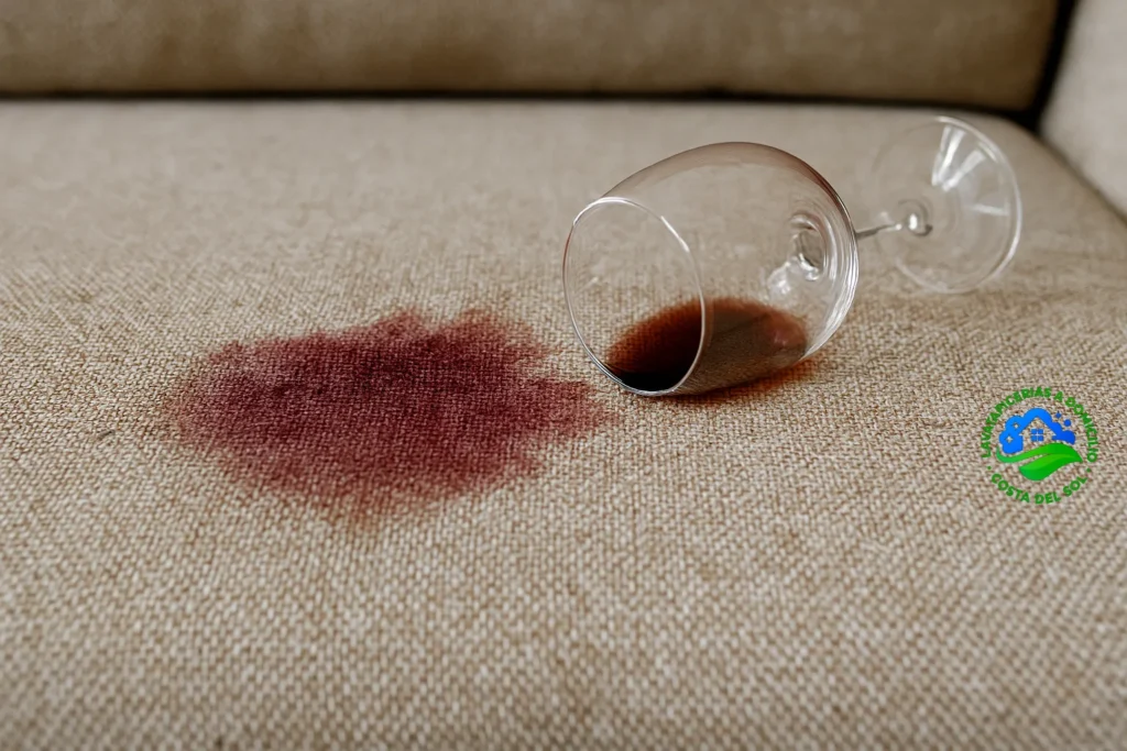 manchas difíciles en tapicería - vino